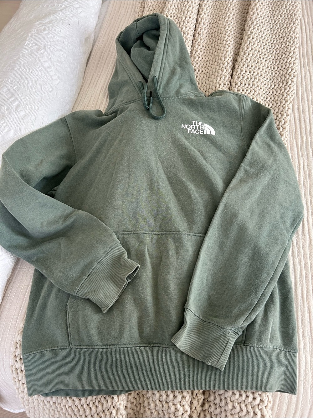 The North Face Olive Green Hoodie with White Logo